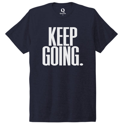 "Keep Going." Quorum Unisex Tri-Blend Tee editorial print in Night Sky Navy