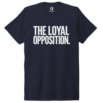 "The Loyal Opposition." Quorum Unisex Tri-Blend Tee editorial print in Night Sky Navy