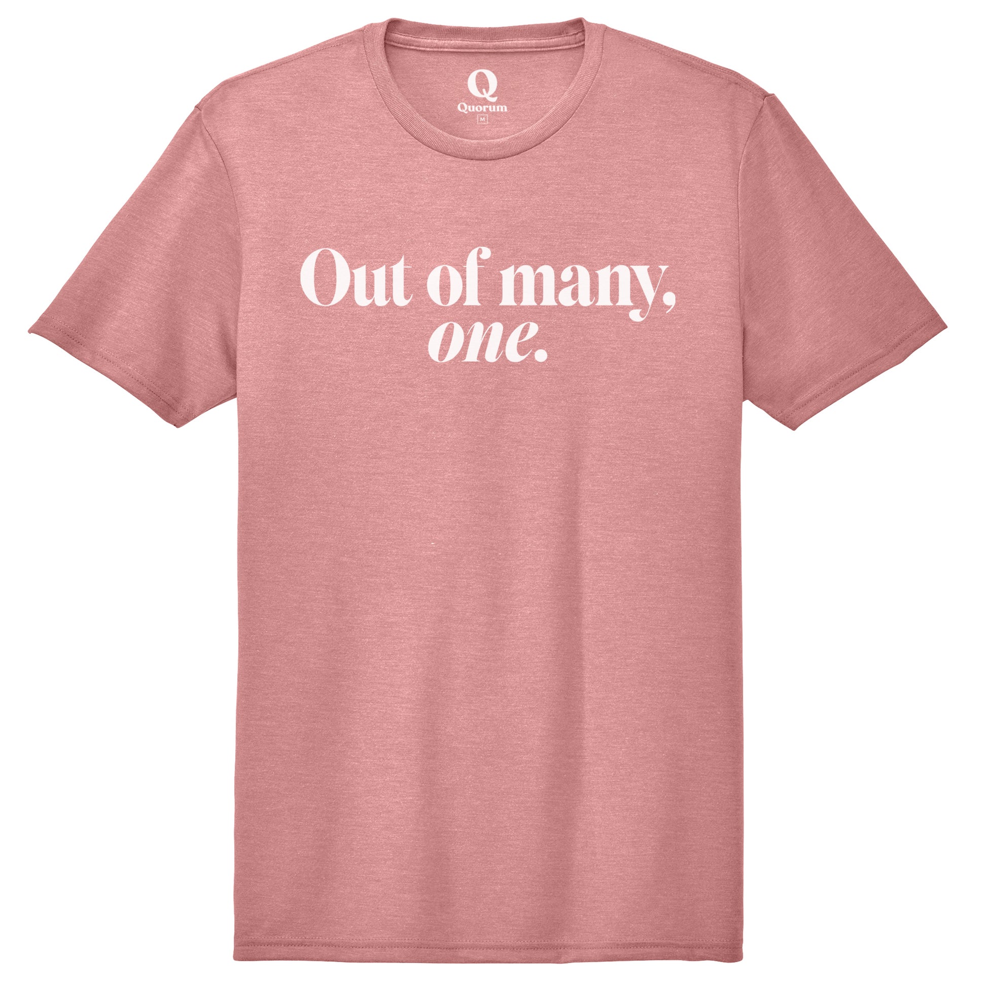 "Out of many, one." Quorum Unisex Tri-Blend Tee editorial print in Vintage Rose