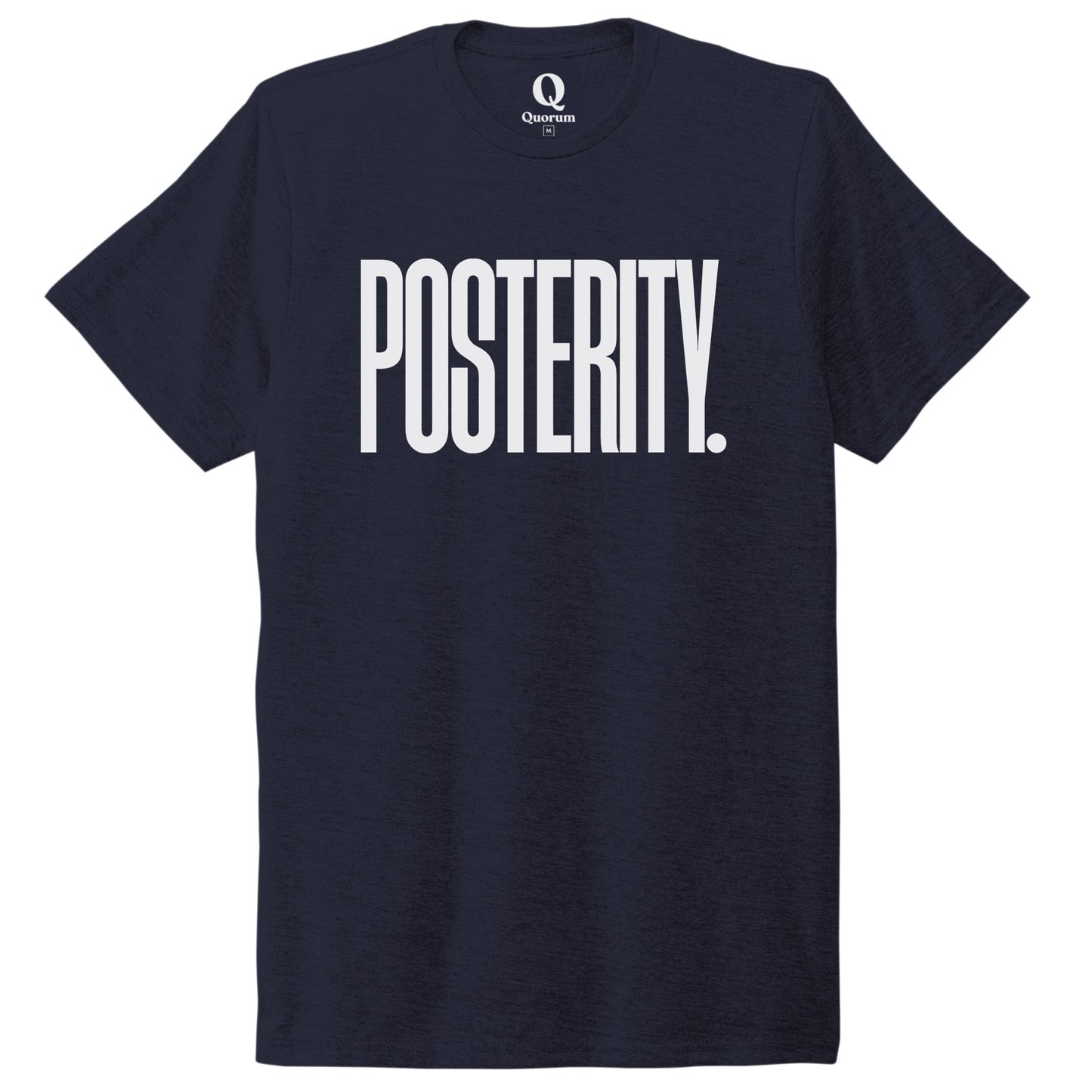 "Posterity." Quorum Unisex Tri-Blend Tee editorial print in Night Sky Navy