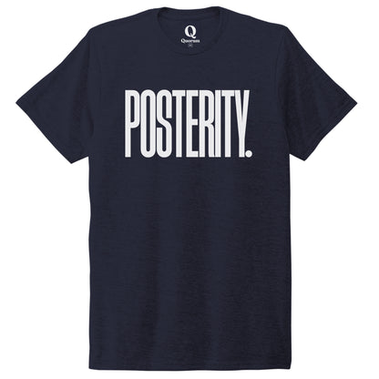"Posterity." Quorum Unisex Tri-Blend Tee editorial print in Night Sky Navy