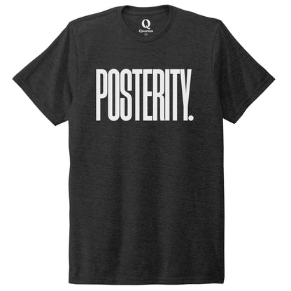 "Posterity." Quorum Unisex Tri-Blend Tee editorial print in Space Black