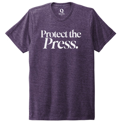 "Protect the Press." Quorum Unisex Tri-Blend Tee editorial print in Huckleberry