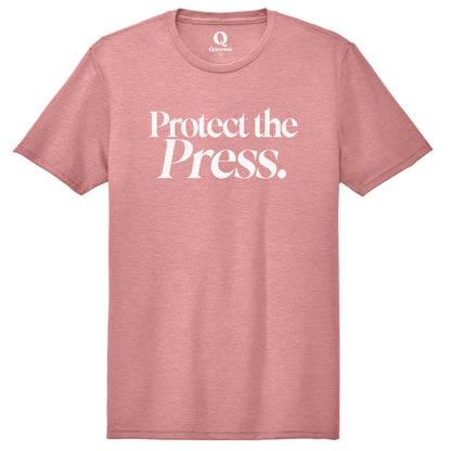 "Protect the Press." Quorum Unisex Tri-Blend Tee editorial print in Vintage Rose