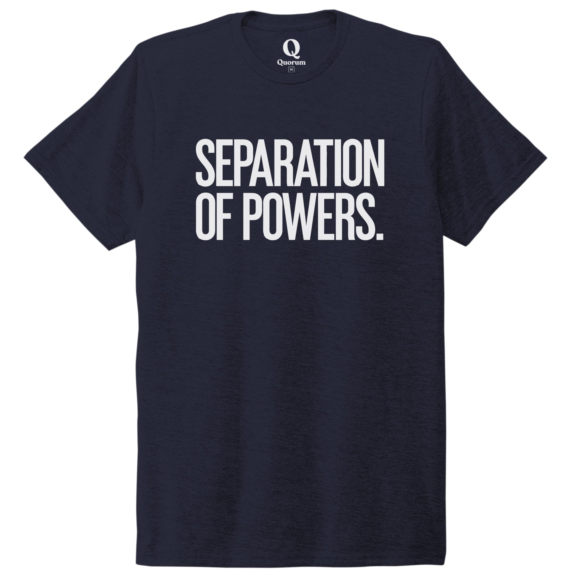 "Separation of Powers." Quorum Unisex Tri-Blend Tee editorial print in Night Sky Navy