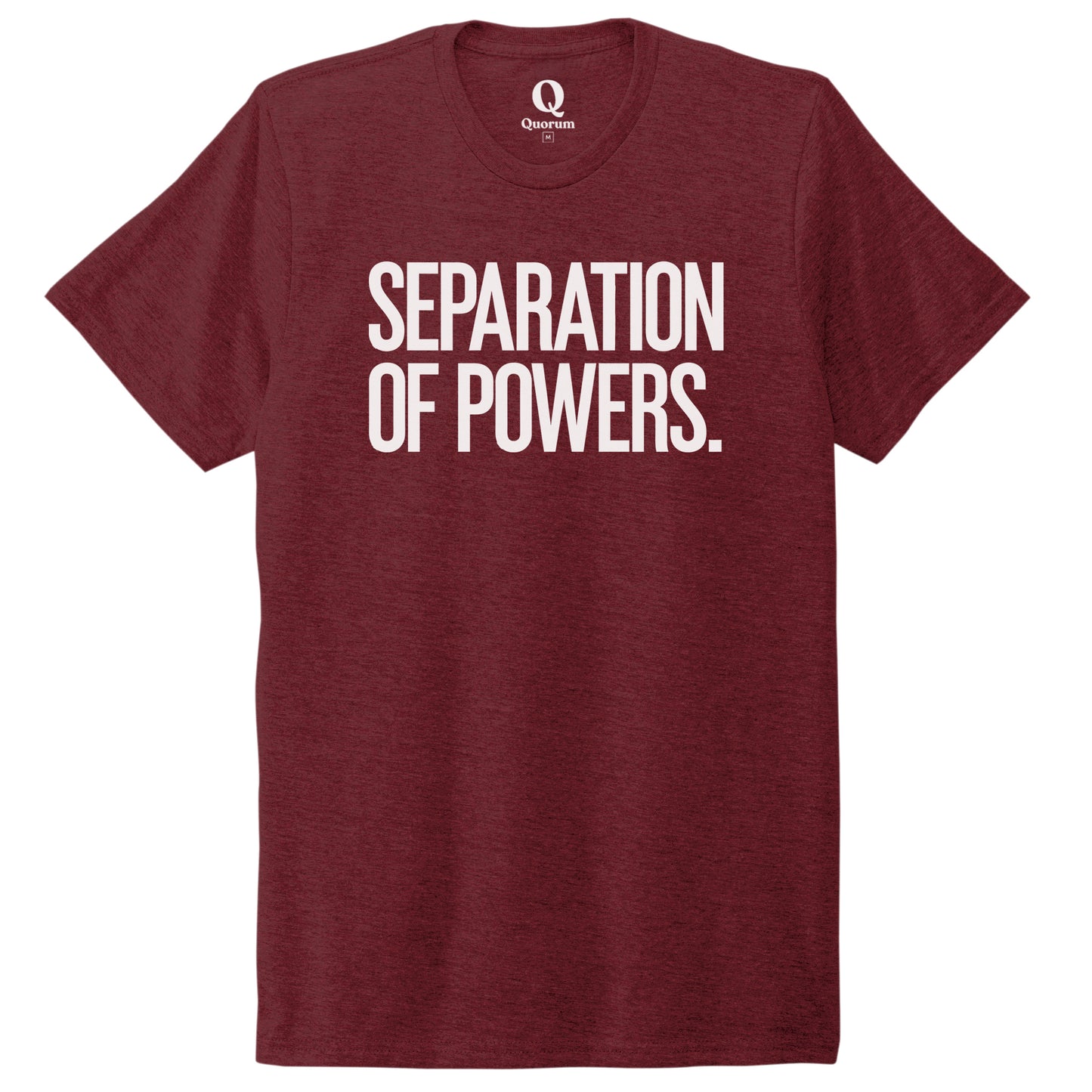 "Separation of Powers." Quorum Unisex Tri-Blend Tee editorial print in Vino Red