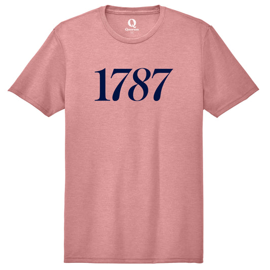 "1787." Quorum Unisex Tri-Blend Tee front print in Vintage Rose