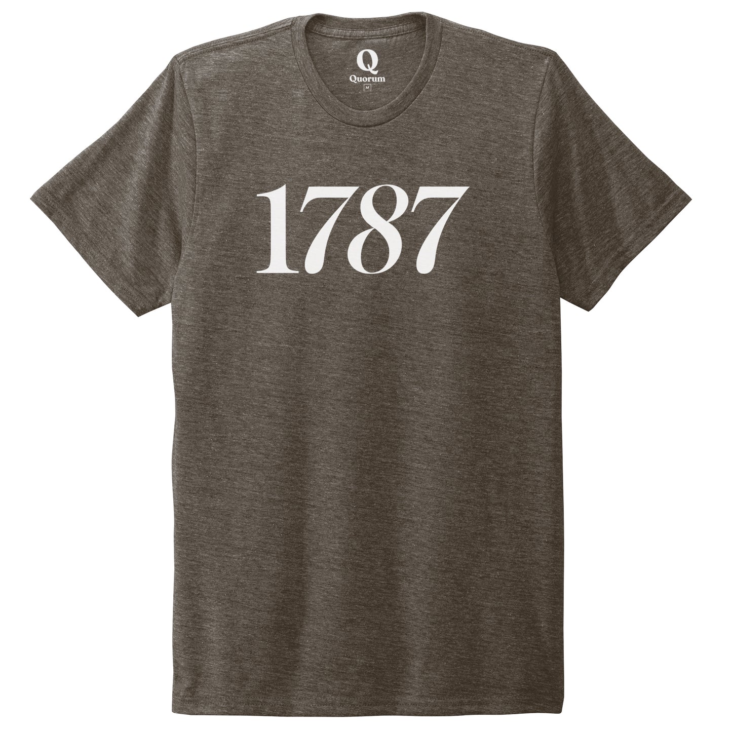 "1787." Quorum Unisex Tri-Blend Tee editorial print in Earthy Brown