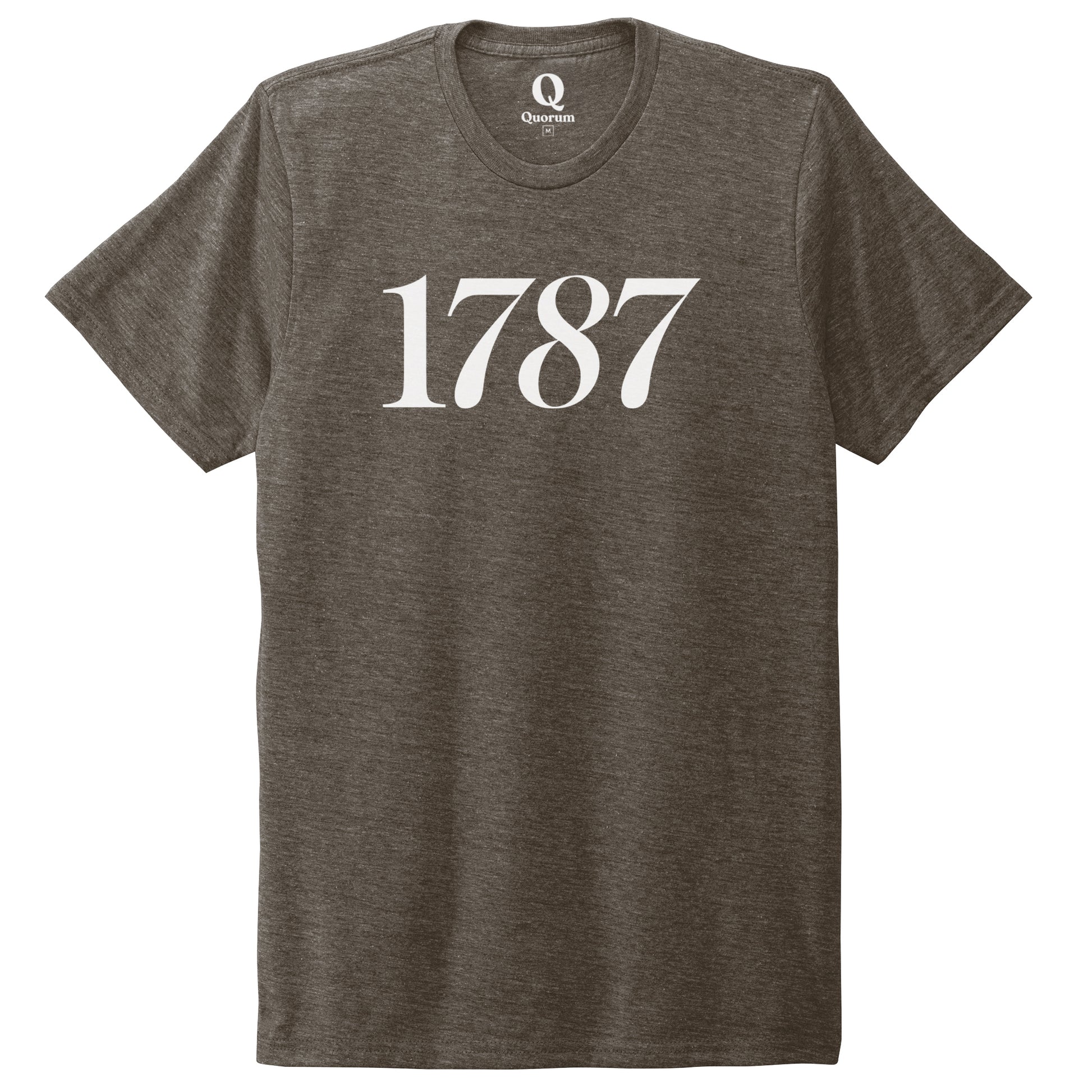 "1787." Quorum Unisex Tri-Blend Tee editorial print in Earthy Brown