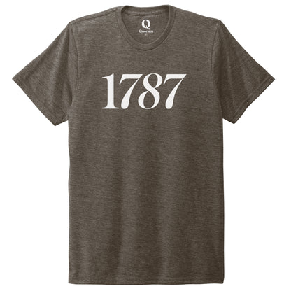 "1787." Quorum Unisex Tri-Blend Tee editorial print in Earthy Brown
