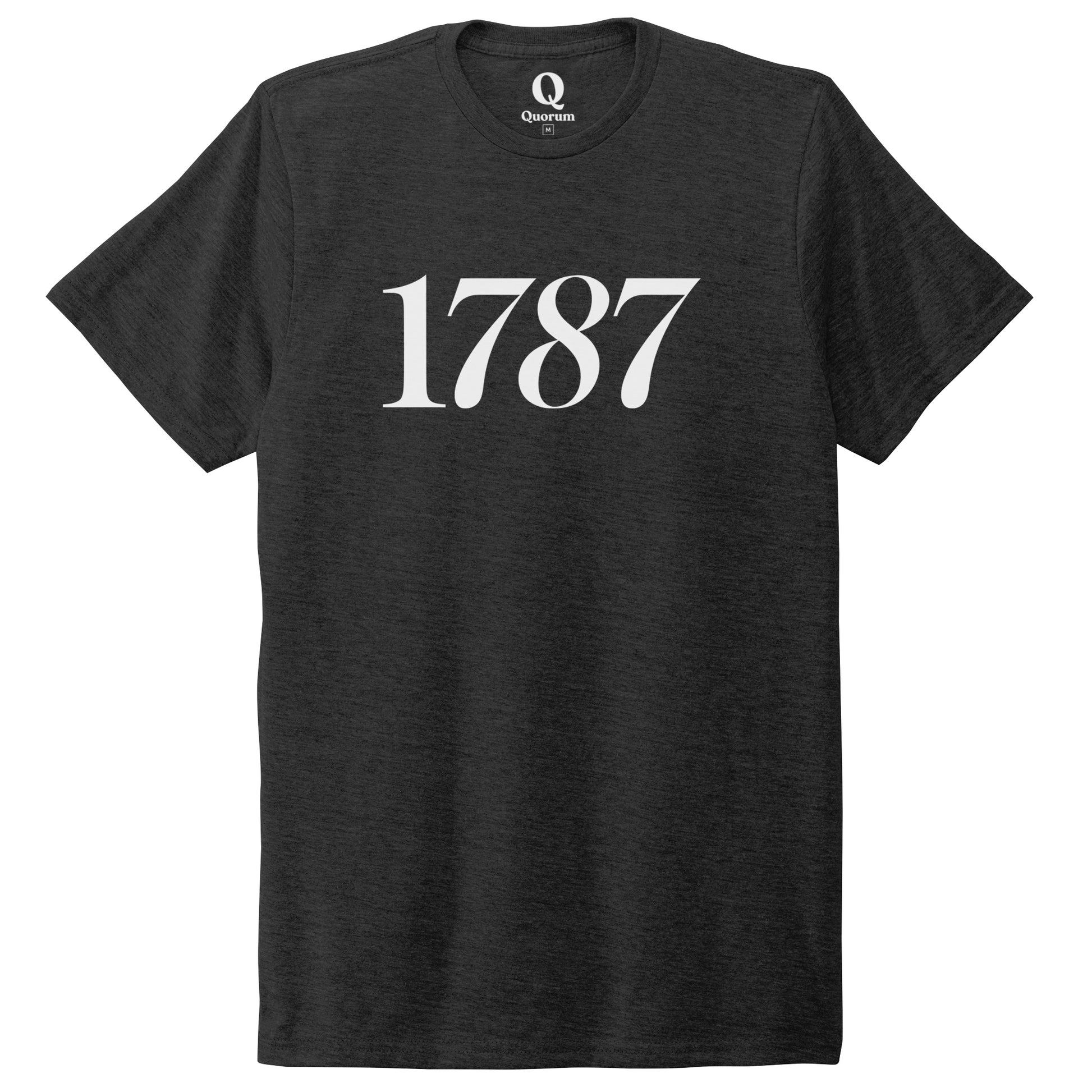 "1787." Quorum Unisex Tri-Blend Tee editorial print in Space Black