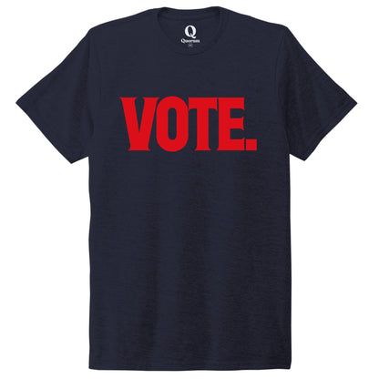 "Vote." Quorum Unisex Tri-Blend Tee front print in Night Sky Navy