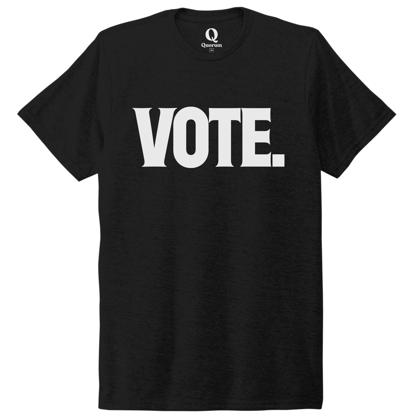 "Vote." Quorum Unisex Tri-Blend Tee editorial print in Deep Black