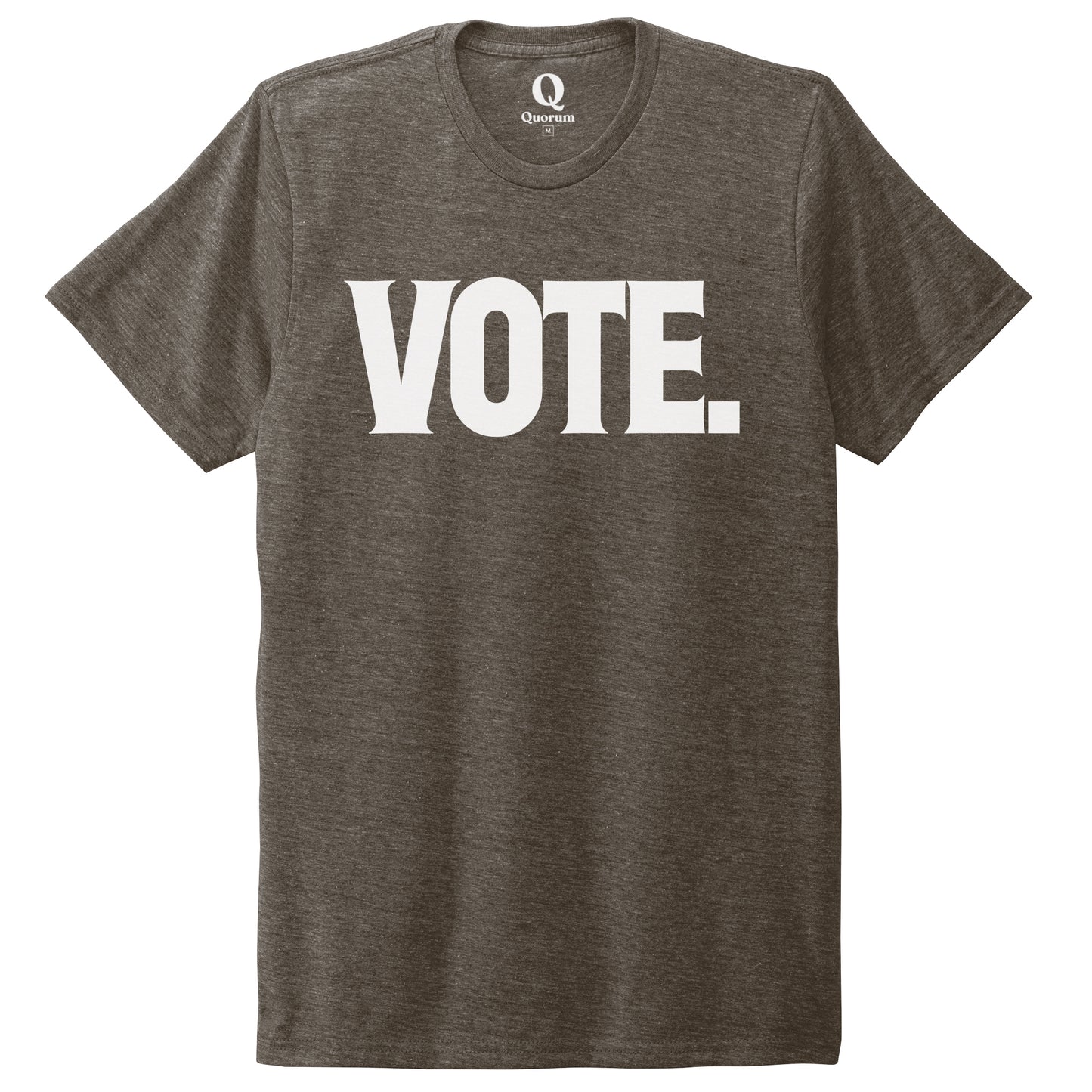 "Vote." Quorum Unisex Tri-Blend Tee editorial print in Earthy Brown