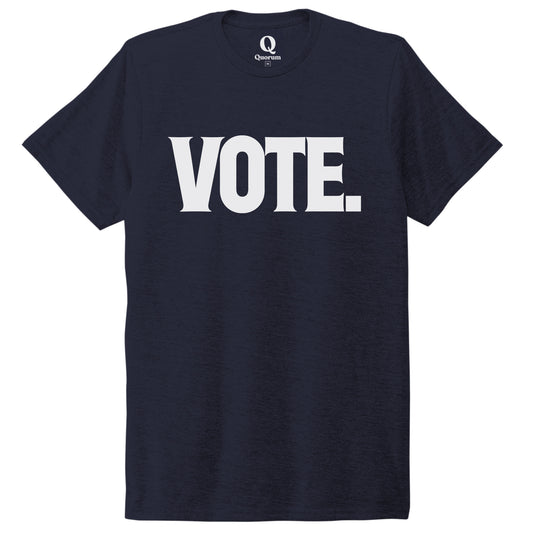 "Vote." Quorum Unisex Tri-Blend Tee editorial print in Night Sky Navy