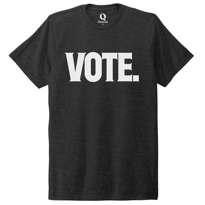 "Vote." Quorum Unisex Tri-Blend Tee editorial print in Space Black