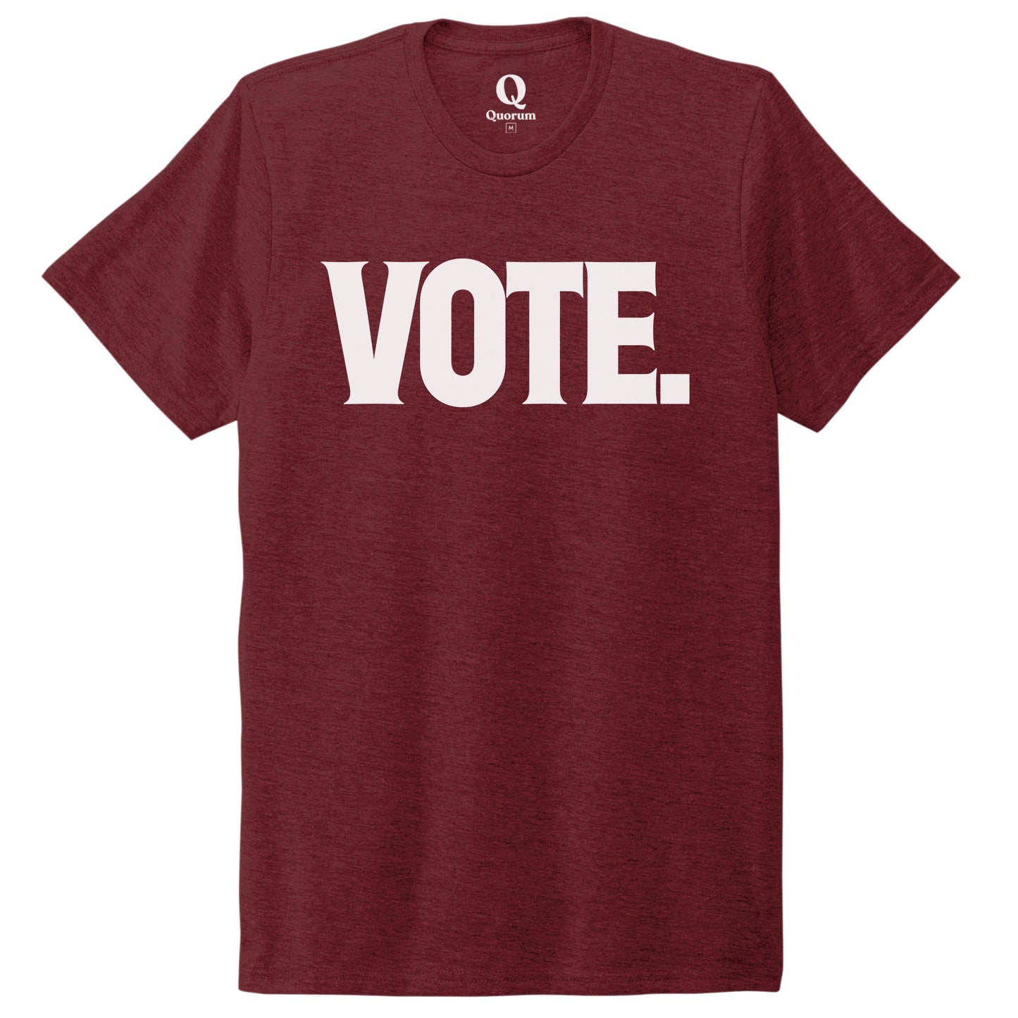 "Vote." Quorum Unisex Tri-Blend Tee editorial print in Vino Red