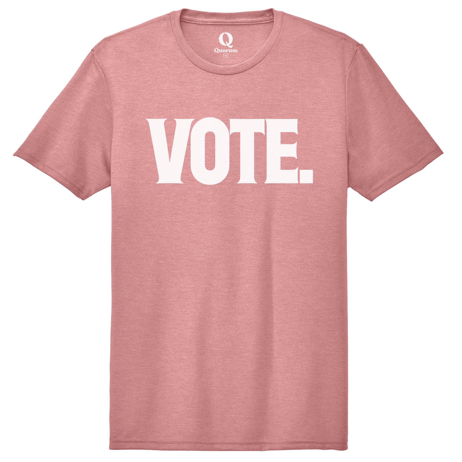 "Vote." Quorum Unisex Tri-Blend Tee editorial print in Vintage Rose