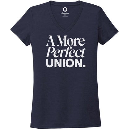 "A More Perfect Union." Quorum Women's Tri-Blend V-Neck editorial print in Night Sky Navy