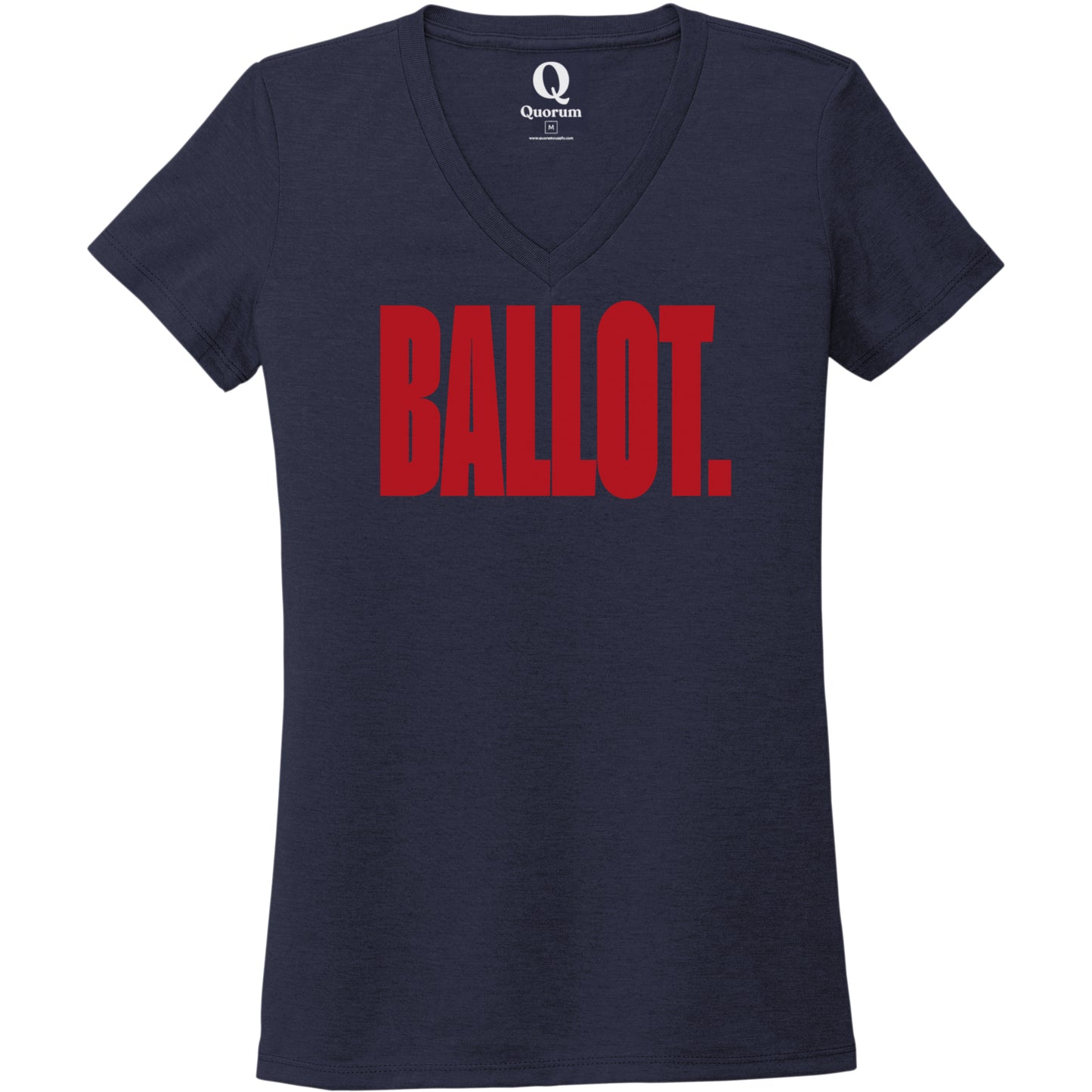 "Ballot." Quorum Women's Tri-Blend V-Neck front print in Night Sky Navy