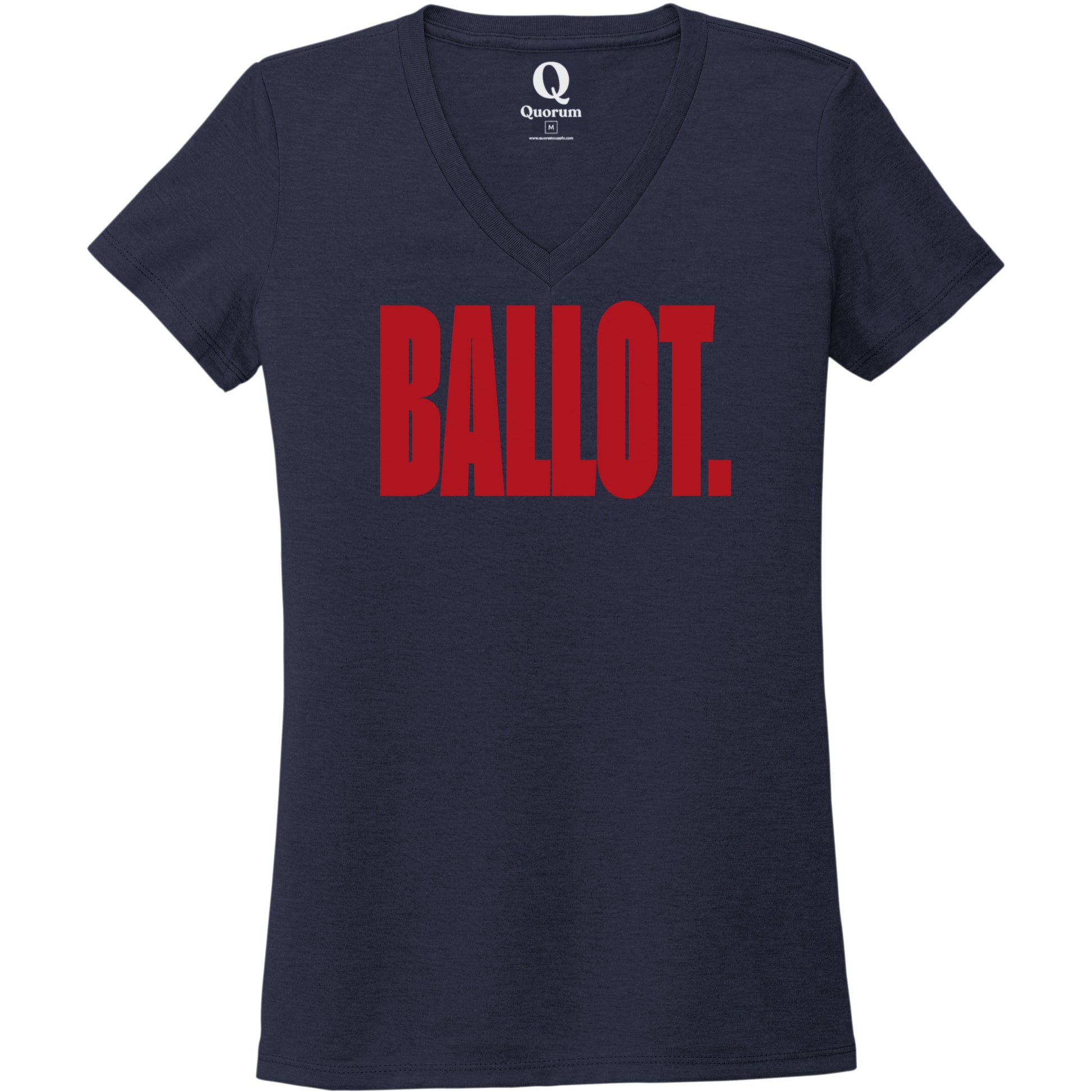 "Ballot." Quorum Women's Tri-Blend V-Neck front print in Night Sky Navy