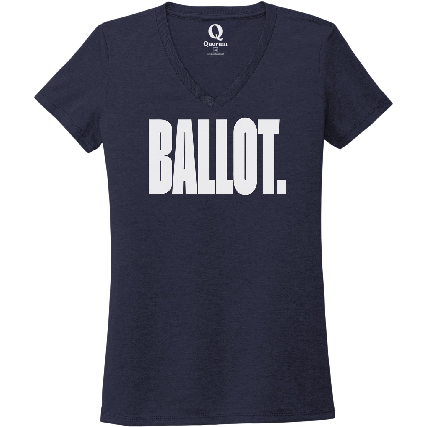 "Ballot." Quorum Women's Tri-Blend V-Neck editorial print in Night Sky Navy