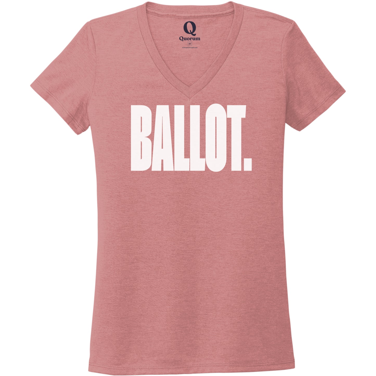 "Ballot." Quorum Women's Tri-Blend V-Neck editorial print in Vintage Rose