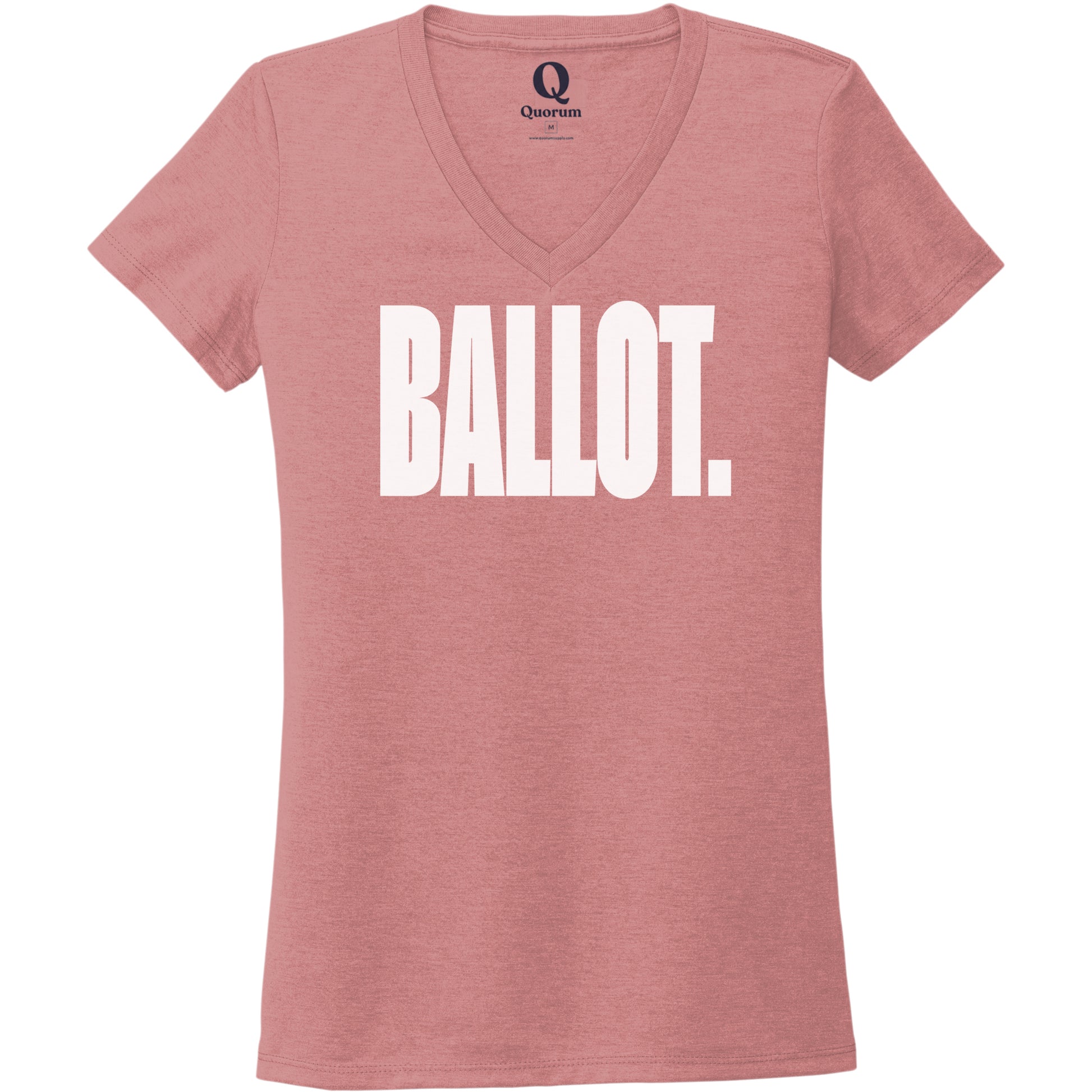 "Ballot." Quorum Women's Tri-Blend V-Neck editorial print in Vintage Rose