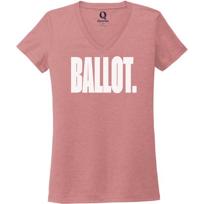"Ballot." Quorum Women's Tri-Blend V-Neck editorial print in Vintage Rose