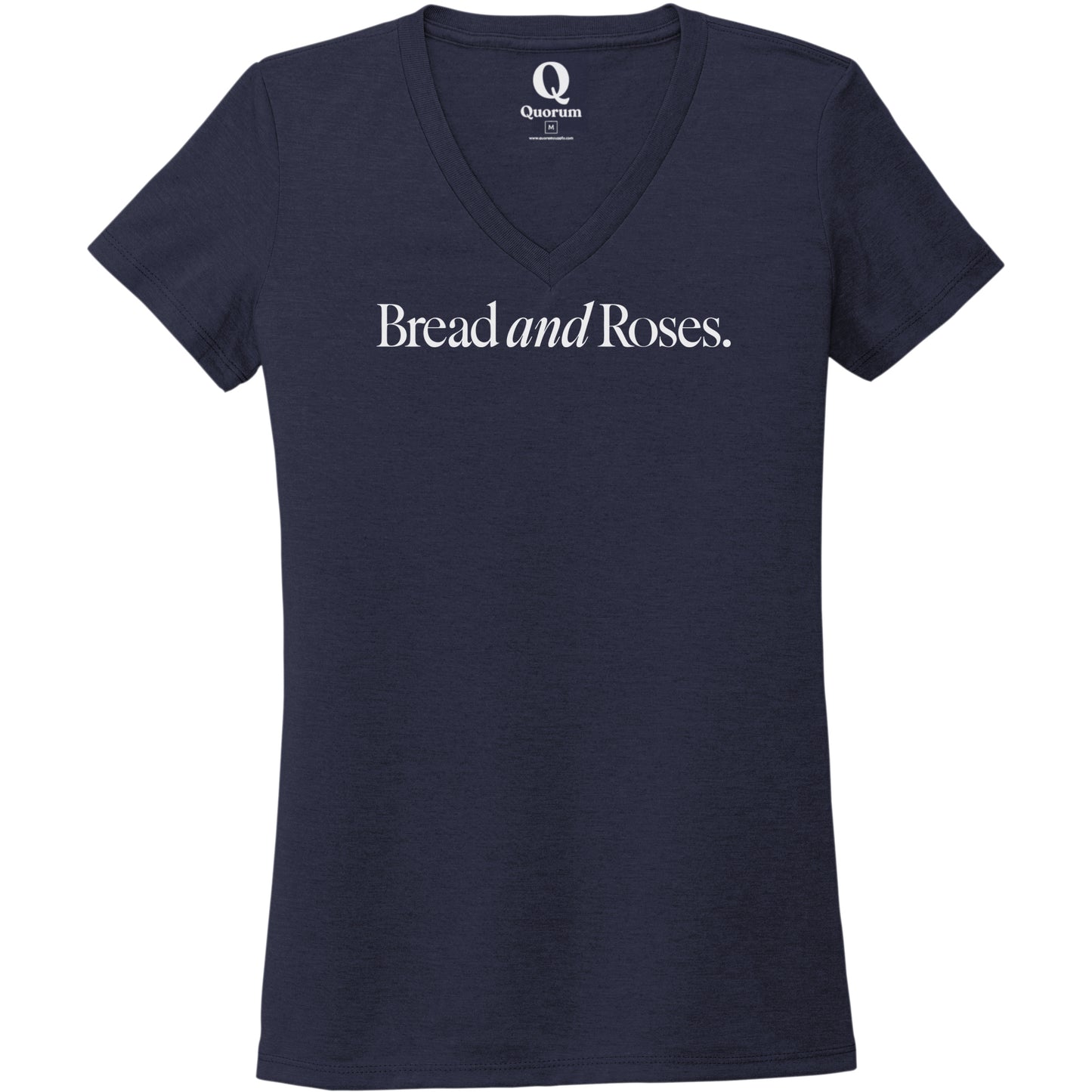 "Bread and Roses." Quorum Women's Tri-Blend V-Neck editorial print in Night Sky Navy
