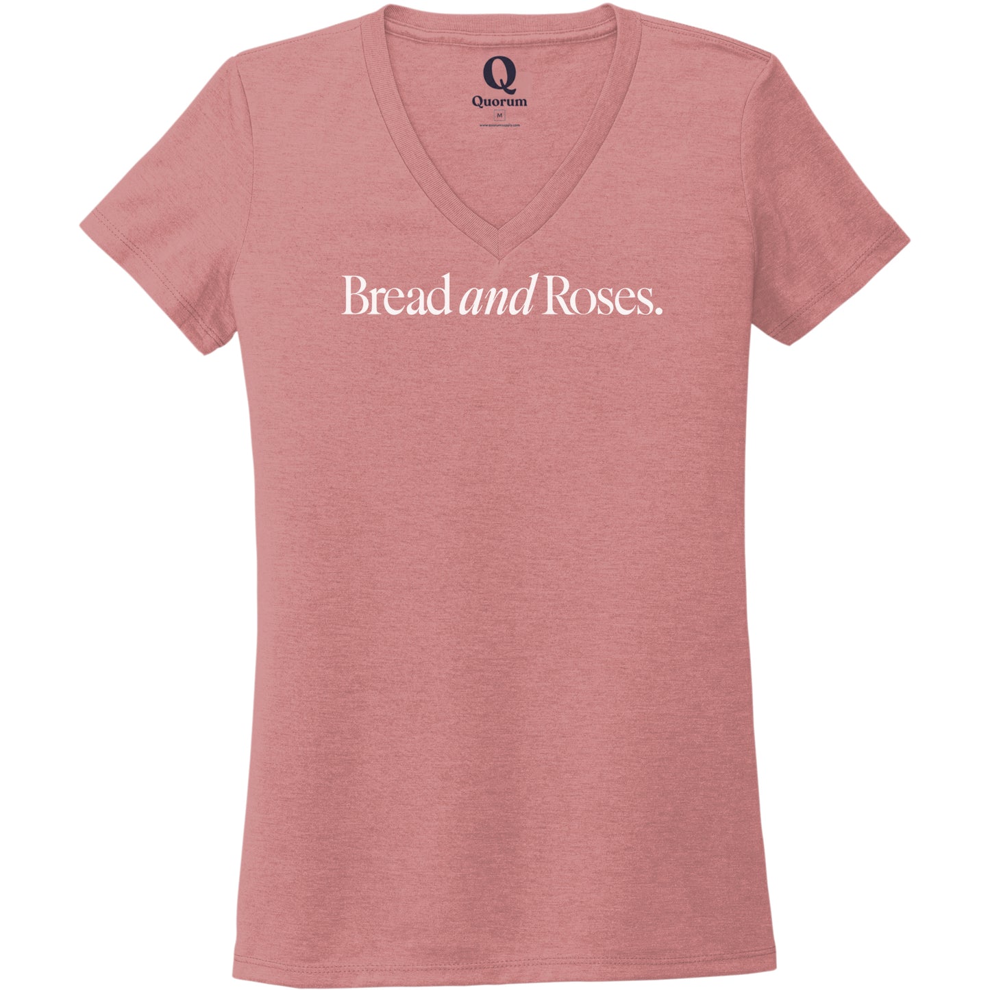 "Bread and Roses." Quorum Women's Tri-Blend V-Neck editorial print in Vintage Rose