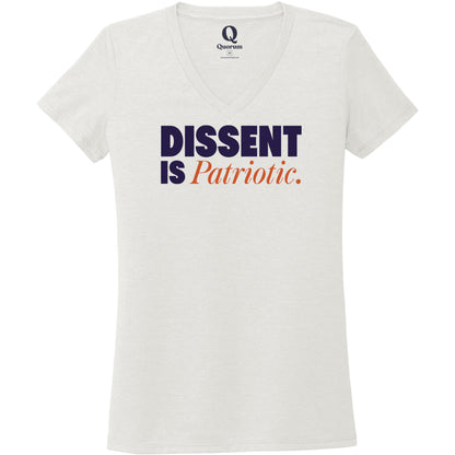 "Dissent is Patriotic." Quorum Women's Tri-Blend V-Neck front print in Fairly White