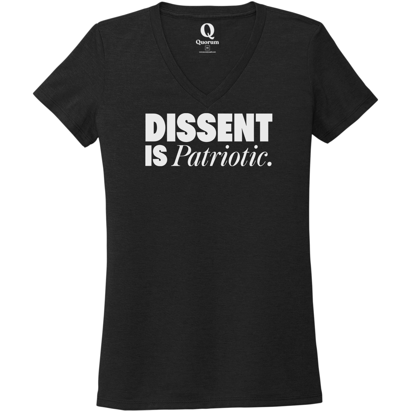 "Dissent is Patriotic." Quorum Women's Tri-Blend V-Neck editorial print in Deep Black