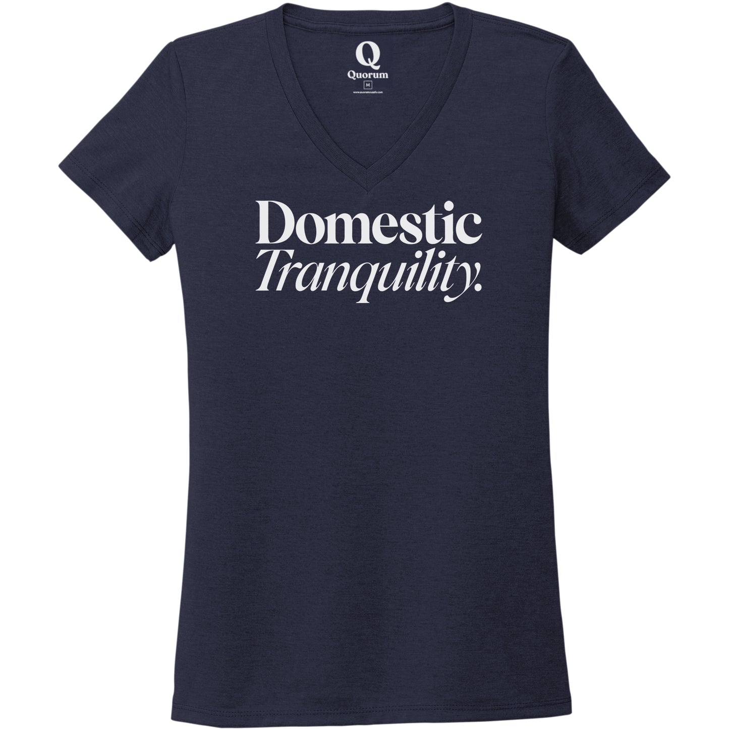 "Domestic Tranquility." Quorum Women's Tri-Blend V-Neck editorial print in Night Sky Navy