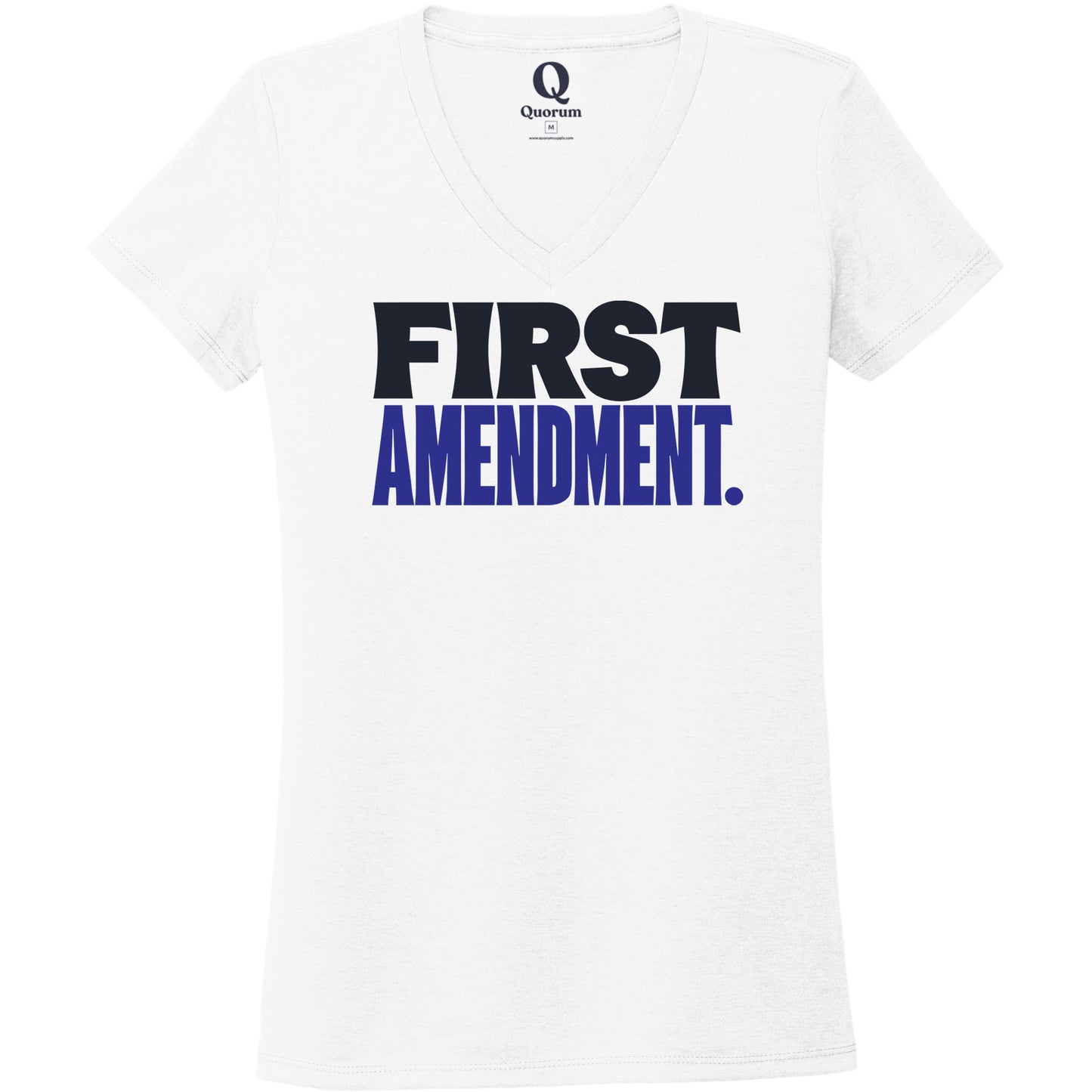 "First Amendment." Quorum Women's Tri-Blend V-Neck front print in Bright White