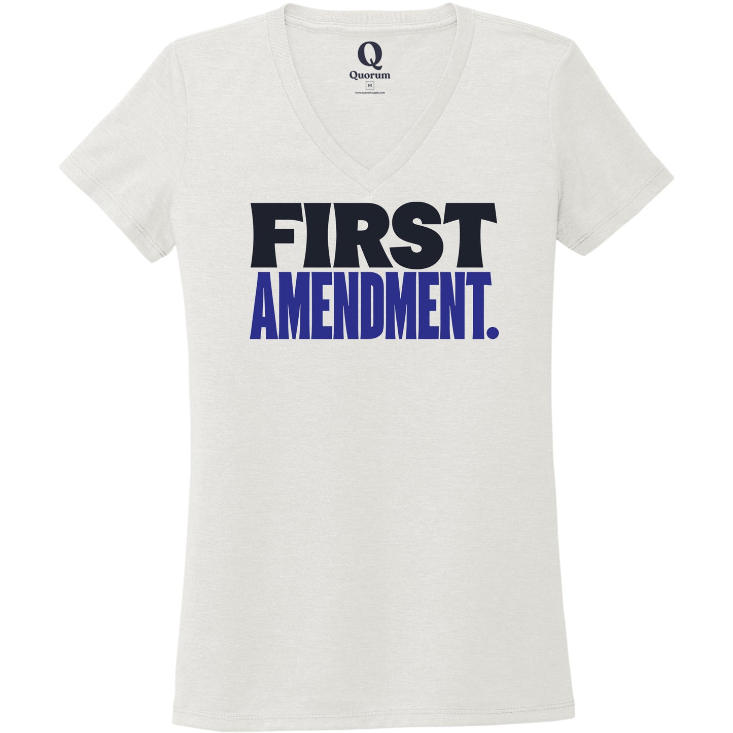 "First Amendment." Quorum Women's Tri-Blend V-Neck front print in Fairly White