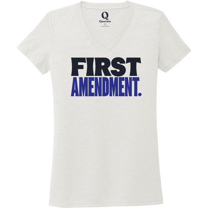 "First Amendment." Quorum Women's Tri-Blend V-Neck front print in Fairly White