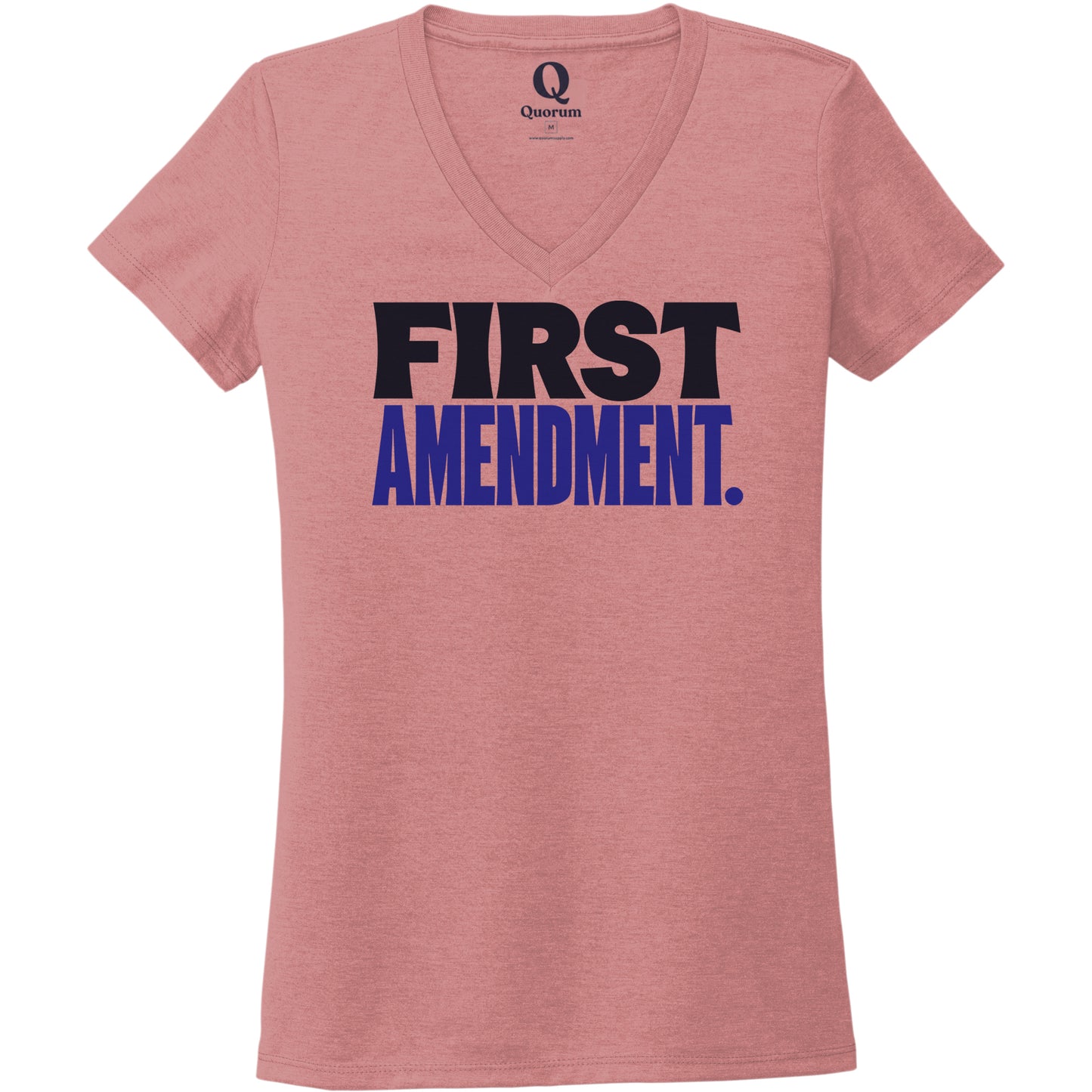"First Amendment." Quorum Women's Tri-Blend V-Neck front print in Vintage Rose