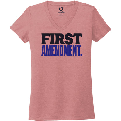 "First Amendment." Quorum Women's Tri-Blend V-Neck front print in Vintage Rose