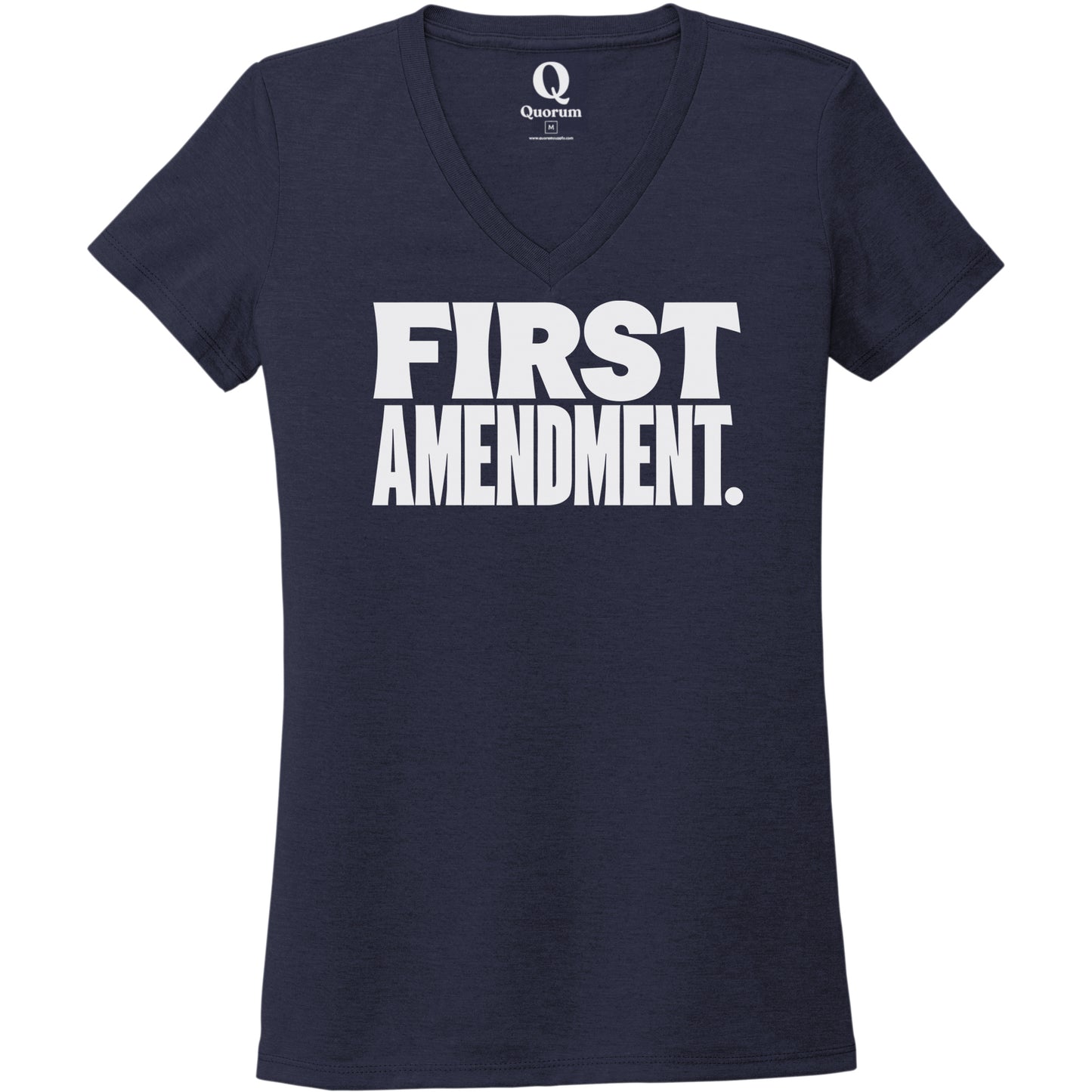 "First Amendment." Quorum Women's Tri-Blend V-Neck editorial print in Night Sky Navy