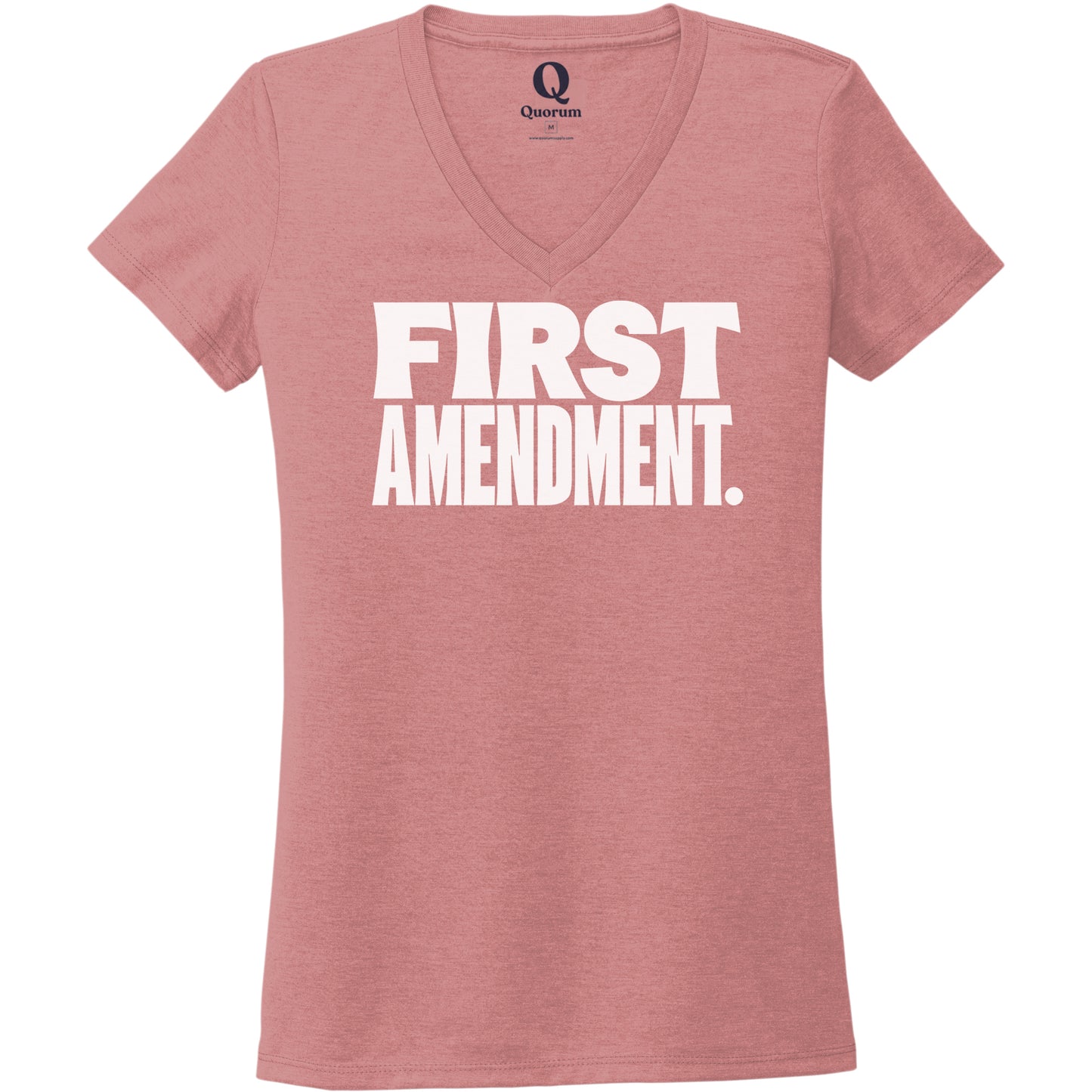 "First Amendment." Quorum Women's Tri-Blend V-Neck editorial print in Vintage Rose