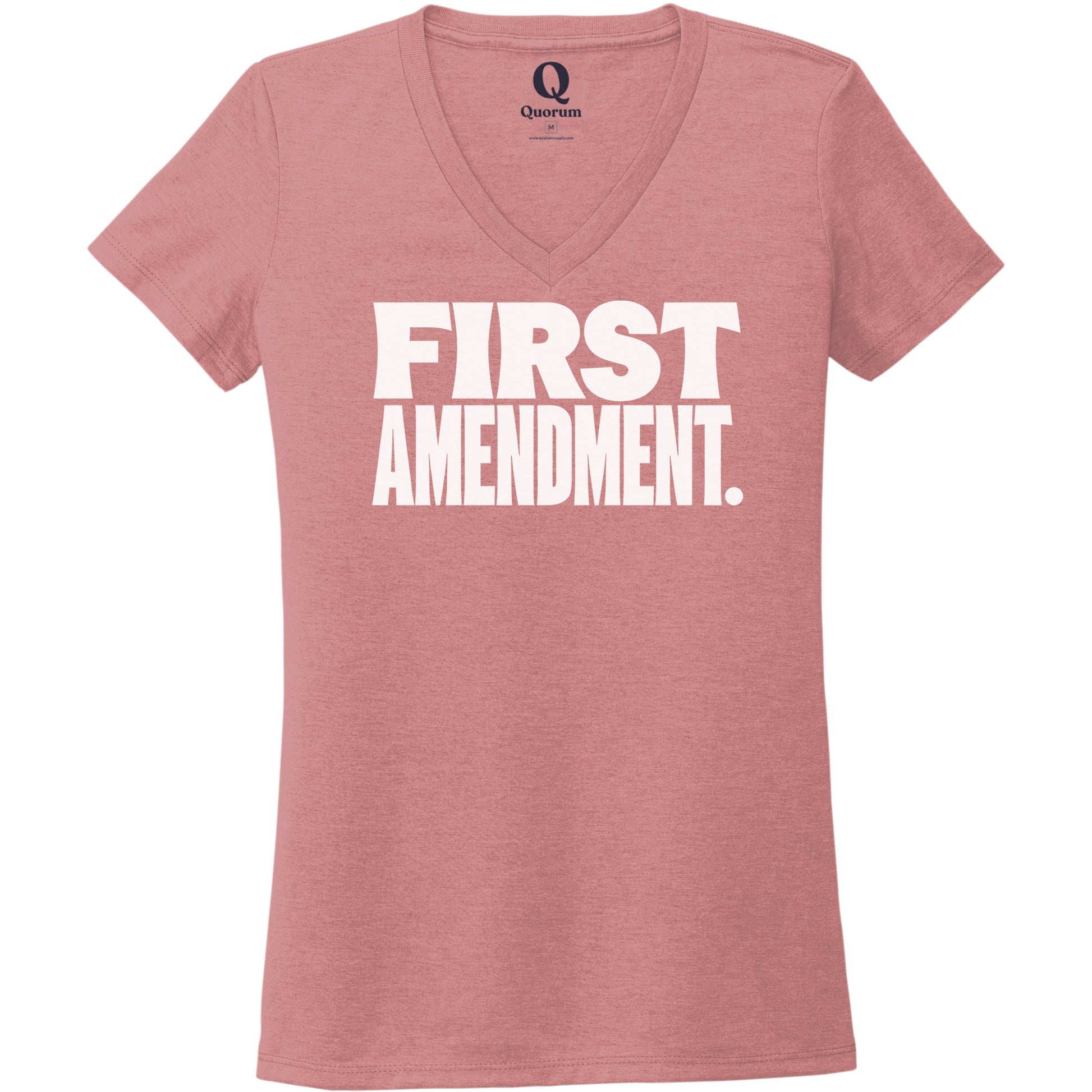 "First Amendment." Quorum Women's Tri-Blend V-Neck editorial print in Vintage Rose
