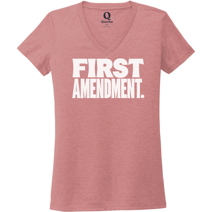 "First Amendment." Quorum Women's Tri-Blend V-Neck editorial print in Vintage Rose
