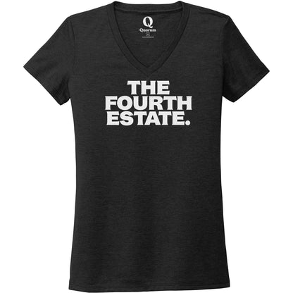"The Fourth Estate." Quorum Women's Tri-Blend V-Neck editorial print in Space Black