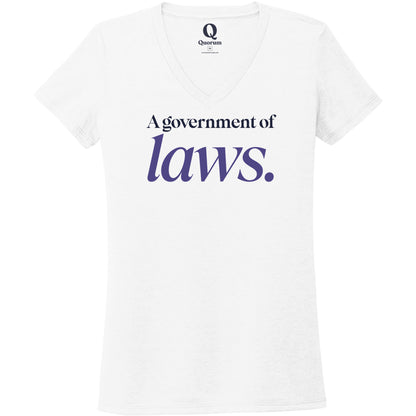 "A government of laws." Quorum Women's Tri-Blend V-Neck front print in Bright White