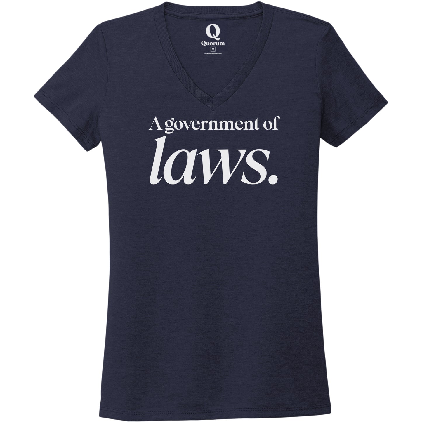 "A government of laws." Quorum Women's Tri-Blend V-Neck editorial print in Night Sky Navy