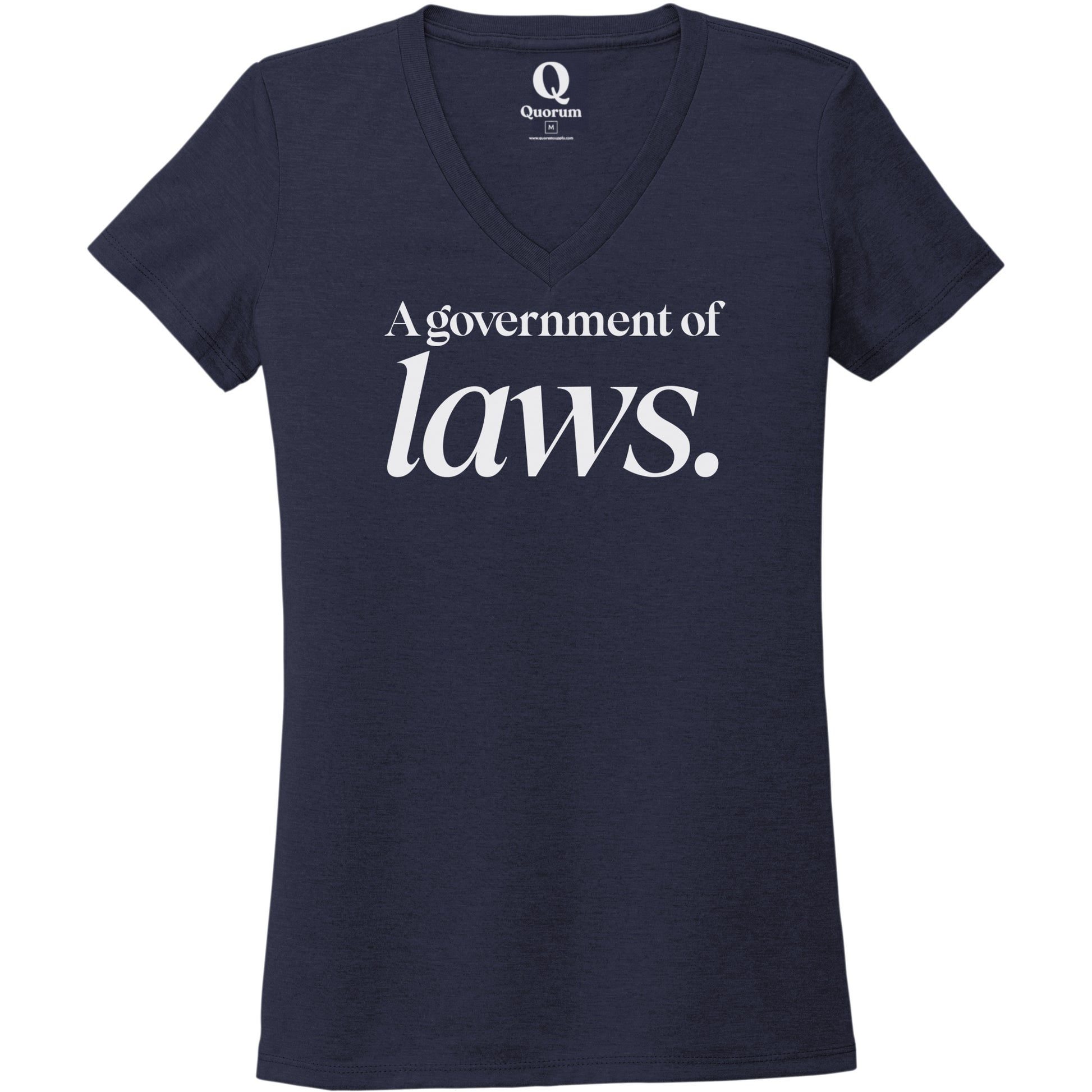 "A government of laws." Quorum Women's Tri-Blend V-Neck editorial print in Night Sky Navy