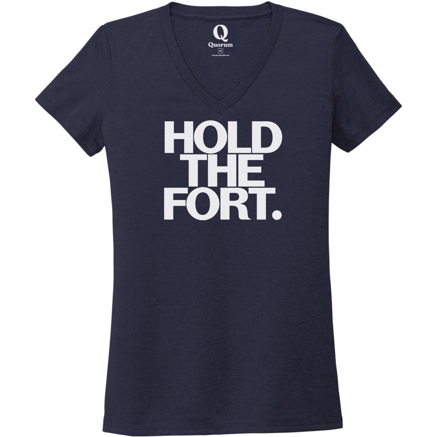 "Hold the Fort." Quorum Women's Tri-Blend V-Neck editorial print in Night Sky Navy