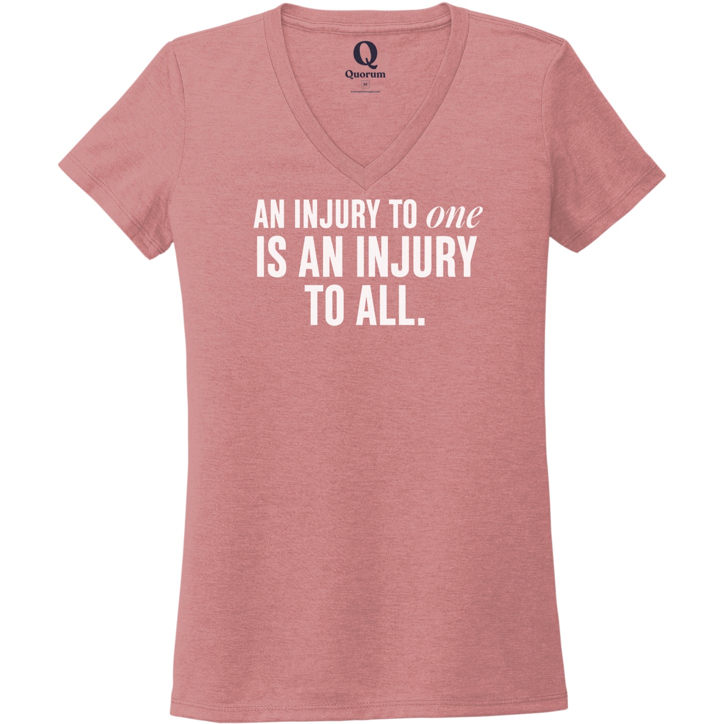"An injury to one is an injury to all." Quorum Women's Tri-Blend V-Neck editorial print in Vintage Rose