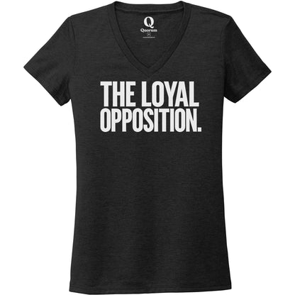 "The Loyal Opposition." Quorum Women's Tri-Blend V-Neck editorial print in Space Black